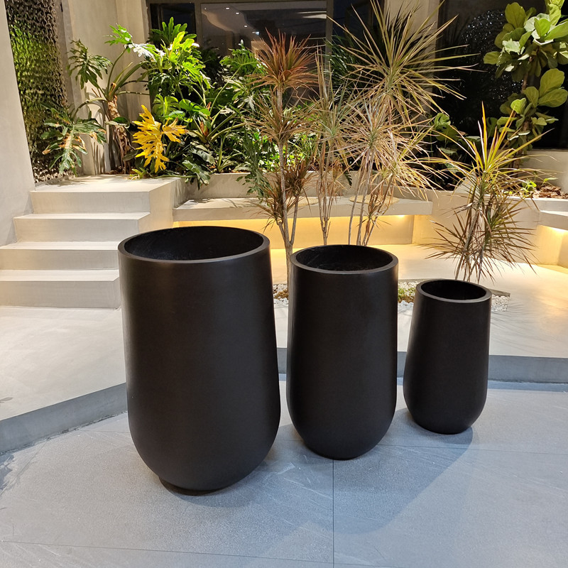 Frost Resistant Round Shape Fiber Clay Planter For Hotel