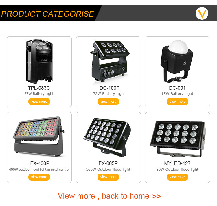 Waterproof Battery Powered City Color Wash lighting Projector 8X15W RGBW leds DMX512 Control led stage lights