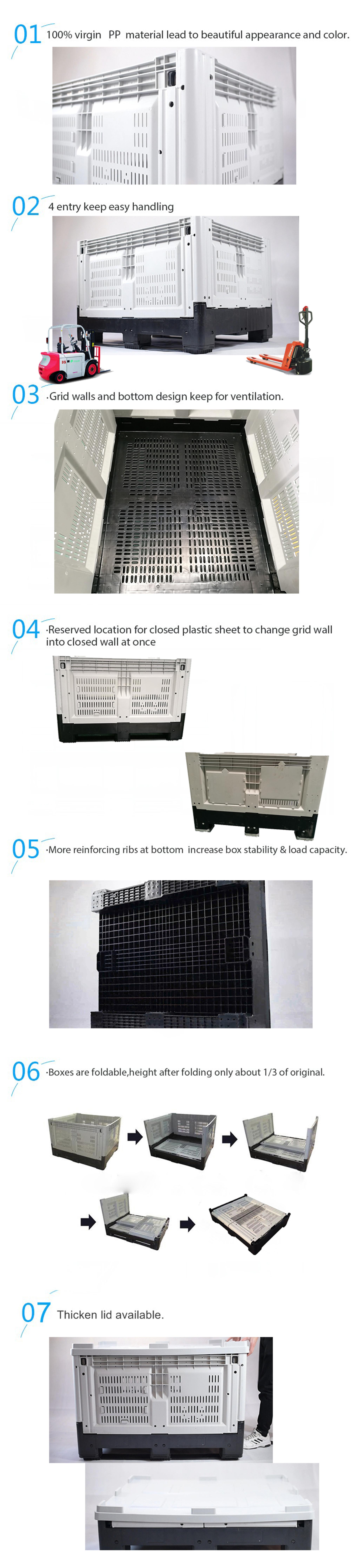 1200*1000*810mmGood Quality foldable stackable storage box container bin Manufacturer
