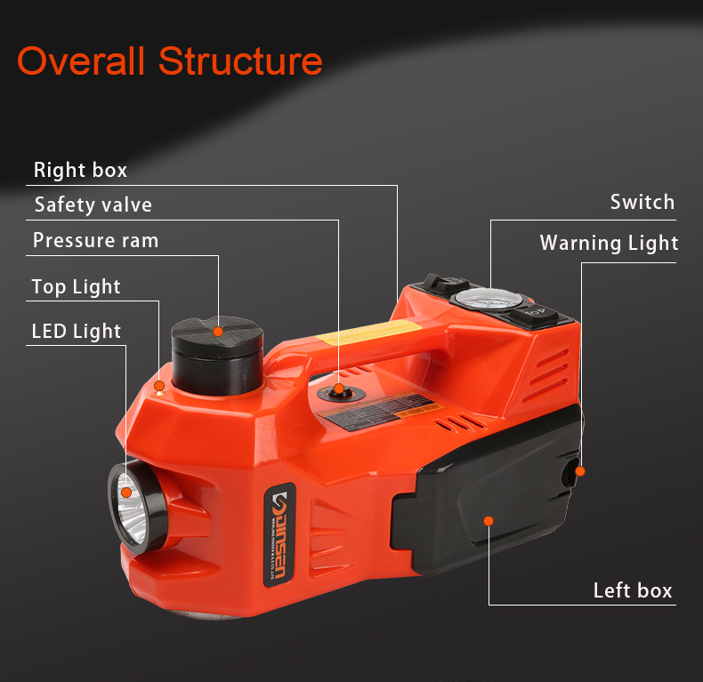 450mm Max Height Electric Hydraulic Car Jack 3 Ton With Switch
