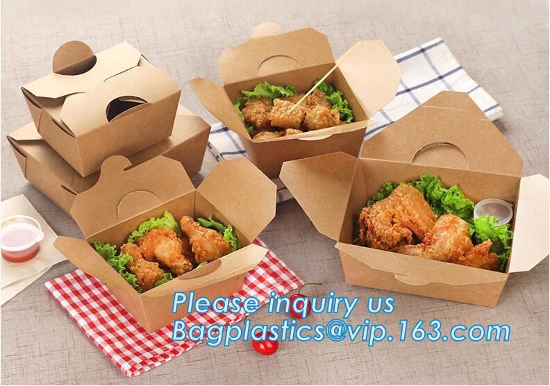 Cheap Cardboard foldable kraft paper lunch box with window,Lunch noodle fast food kraft paper box by customized logo pri