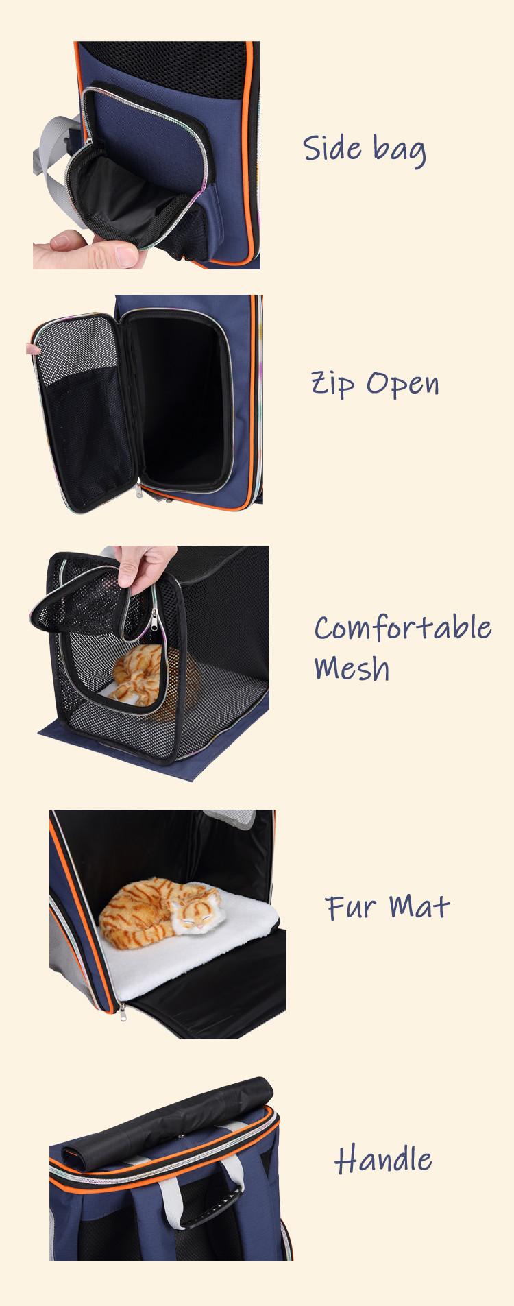 Portable Foldable Nylon Pet Travel Carrier Puppy Bag Expandable Multifunction