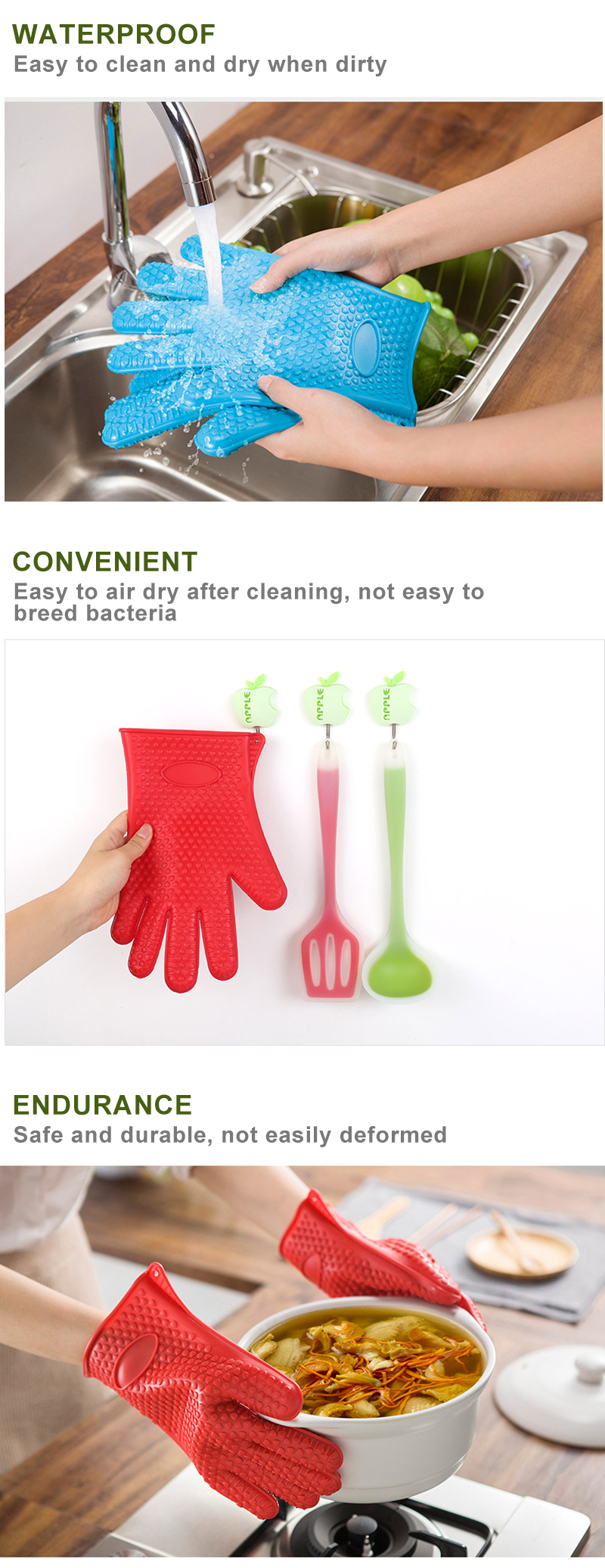 Non Slip Heat Resistant Silicone Microwave Oven Gloves