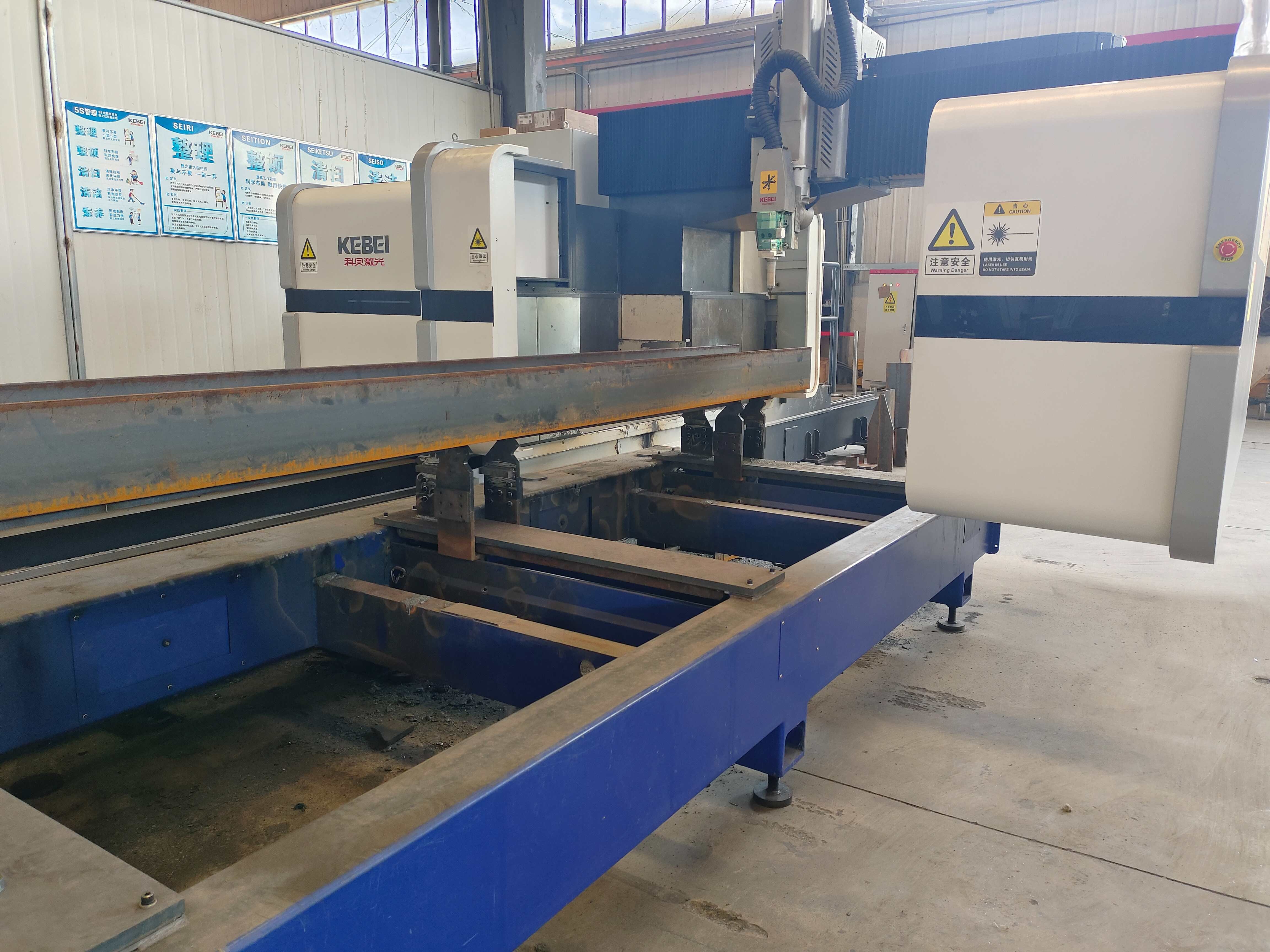 Metal Cutting H Beam Laser Cutting Machine With Repositioning Accuracy ±0.02mm And Power Supply AC380V 50Hz