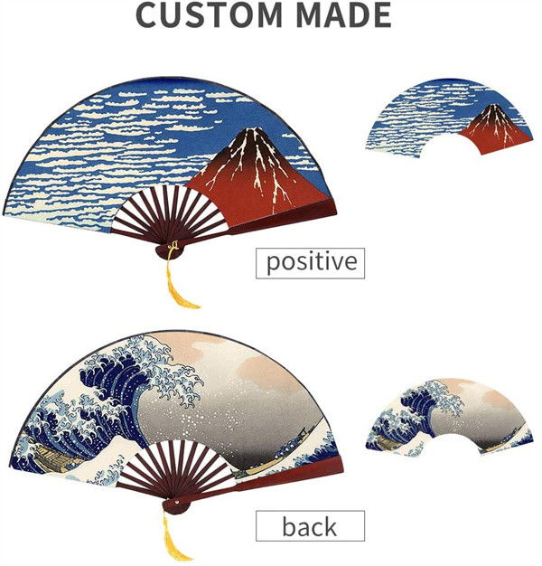 Bamboo Craft Foldable Hand Fans Customized Fabric Folding Hand Fans For Party Gift