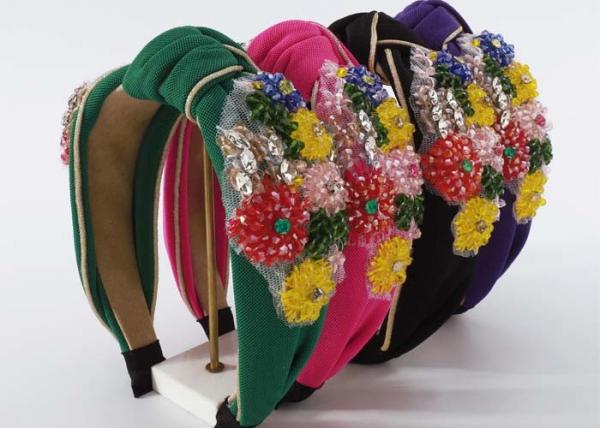 Light luxury encrusted diamond flowers headbands decorate nailed pearls knotted