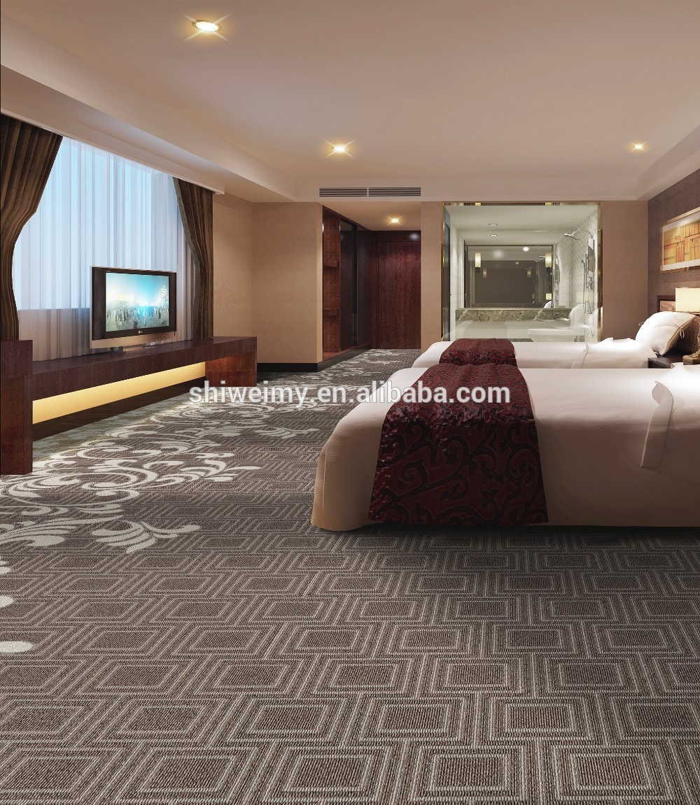 Wool carpets, High cut low pile blend jacquard carpets from bedroom