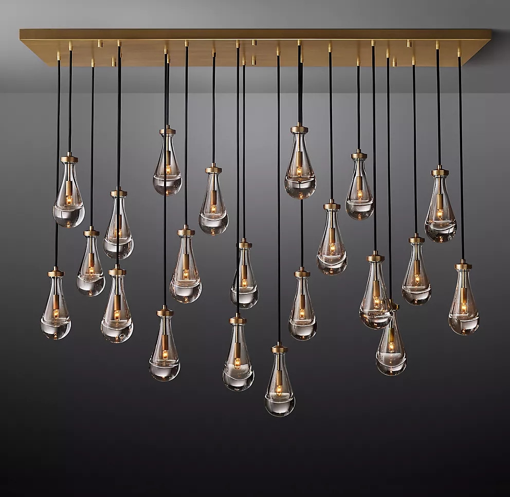 Modern Modern Brass Raindrop Rain Round Chandelier