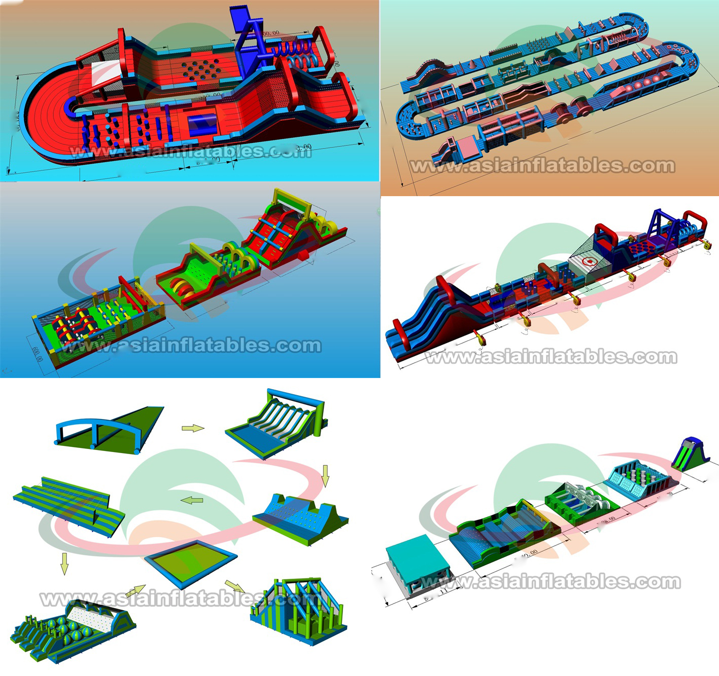 Factory OEM Obstacle Run World Biggest Inflatable Bouncy House side for Family