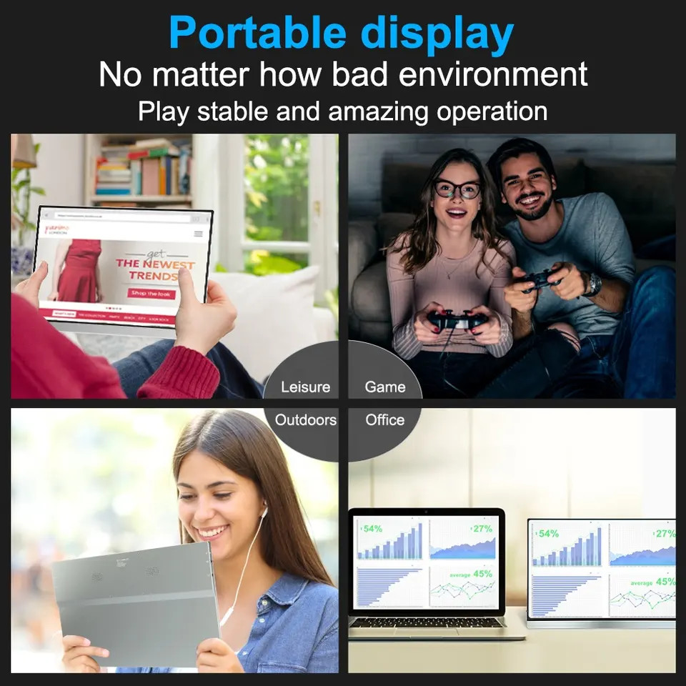 14 Inches Portable Dual Screen Type-C 3.1 Protocol For Audio And Video Data Transmission