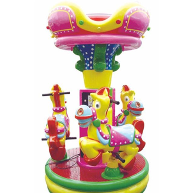 3 seats donkey merry go round with cute cartoon design for kids amusement park
