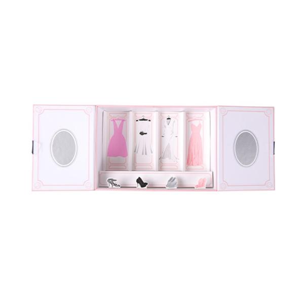 Magnetic Pink OEM Customize Print Cosmetic Paper Box , Double Door Gift Box 4