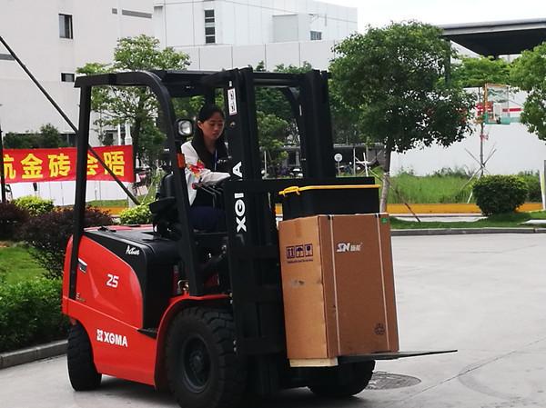 2.5 Ton Electric Forklift Truck With 3 Stage 4.5m Container Mast Compact