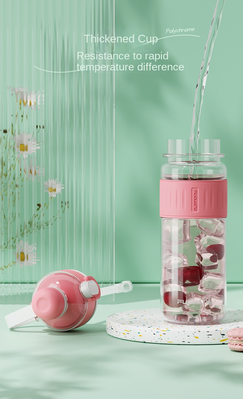 Multiple Color 750ml/1000ml Tritan Plastic Water Bottle With Straw Portable Pop Up Top Water Bottle With Tea Water Separation Non Leakage Easy To