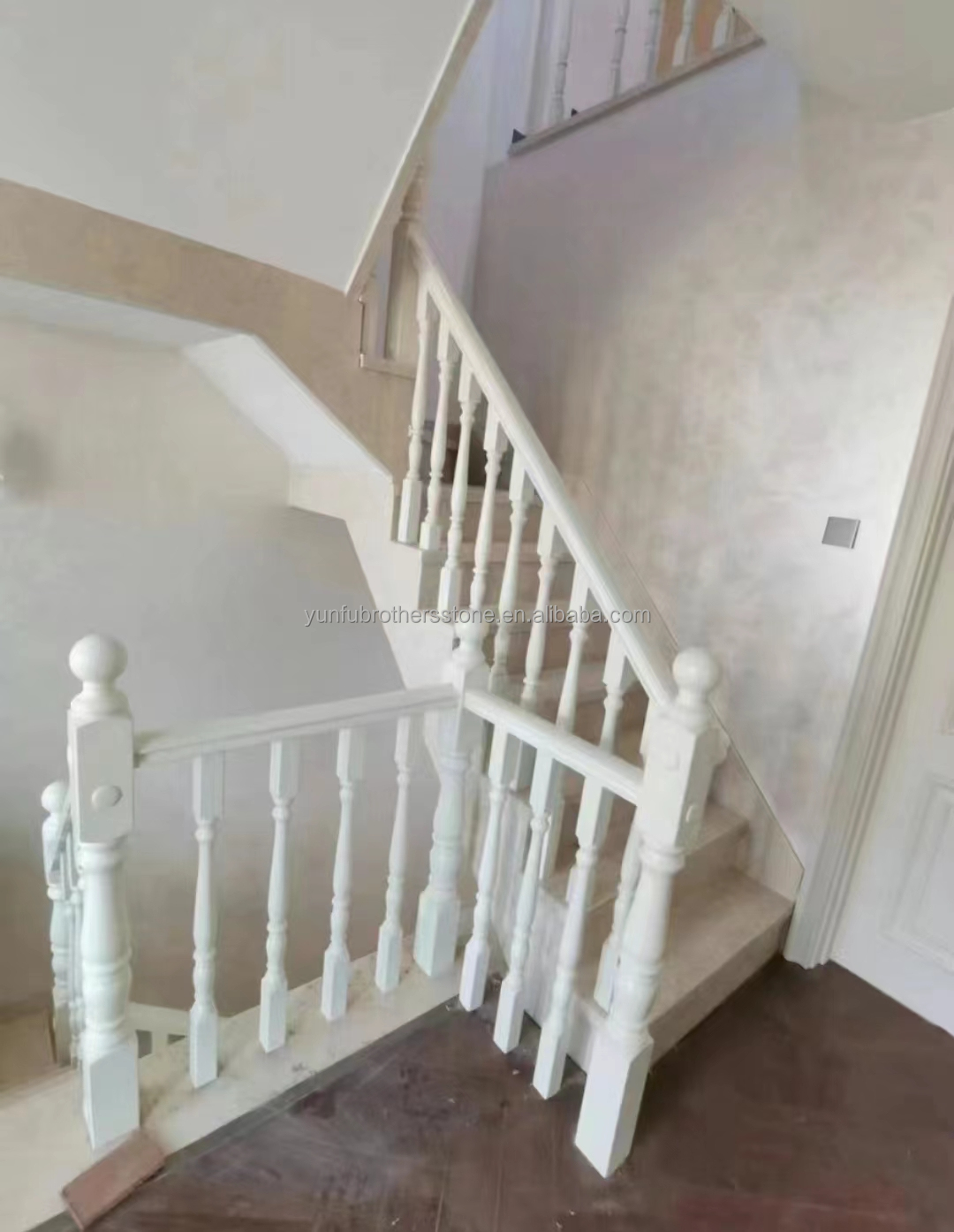 Step Mounted Flooring Onyx Marble and White Marble Balustrade Railing Handrail for Stair