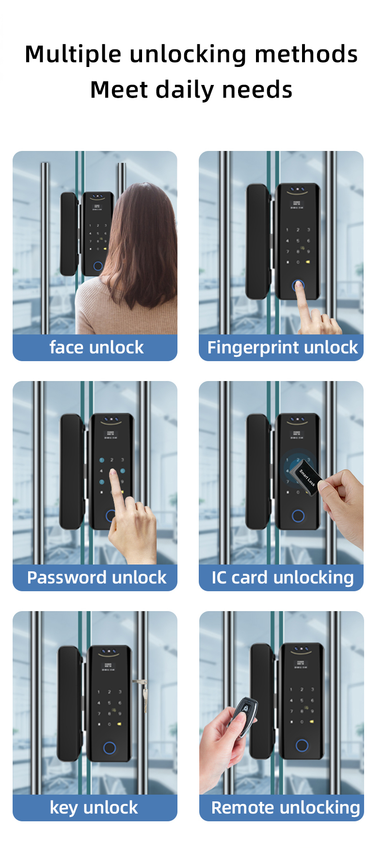 Smart Home Door Lock Tuya Face Recognition Glass Door Lock Digital Lock Fingerprint Password Card Key Door Lock For Home