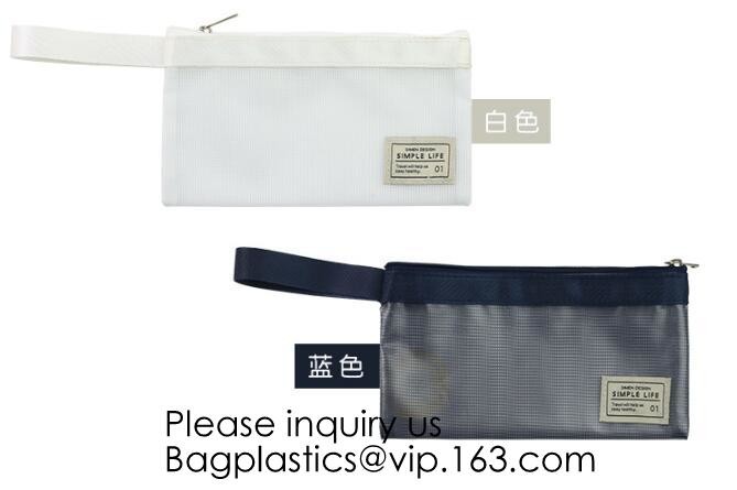 Multicolored Portable Travel Toiletry Pouch Nylon Mesh Cosmetic Makeup Organizer Bag with Zipper, bagease, bagplastics