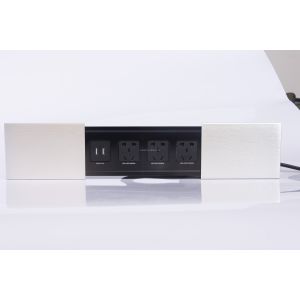 220V Sliding Power Outlet Strip Desk Mounted Sockets Custom