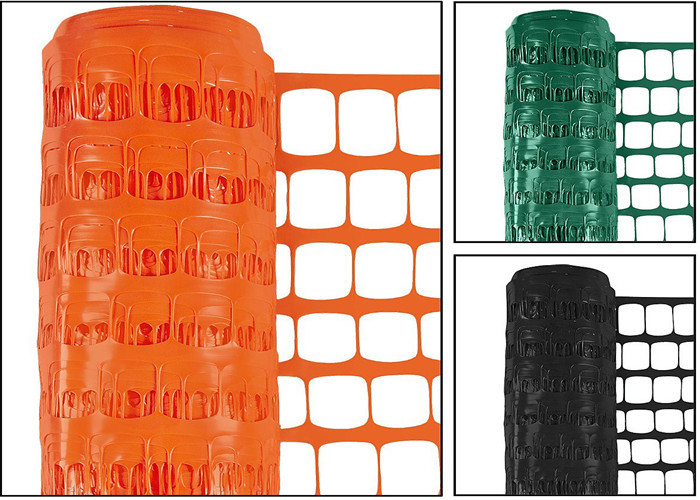 80x40mm High Strength Mesh Snow Fence , High Visibility Orange Plastic Security Fencing