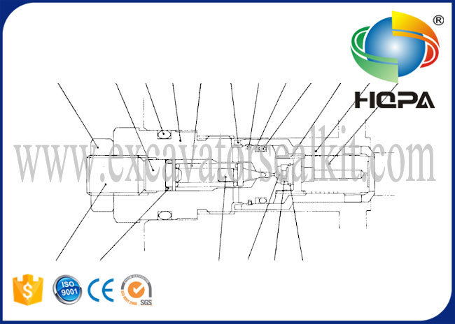 LP22V00001F1 Main Relief Valve for Excavator Kebelco SK120-5