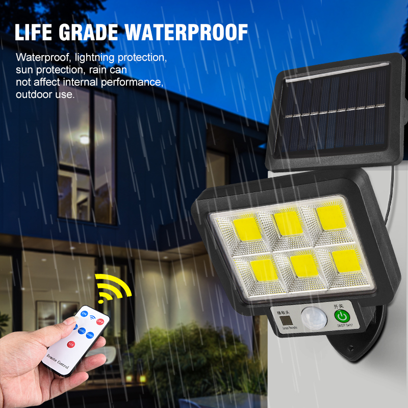 6500K 5m Induction Outdoor LED Lawn Light 72COB Solar Led Wall Light