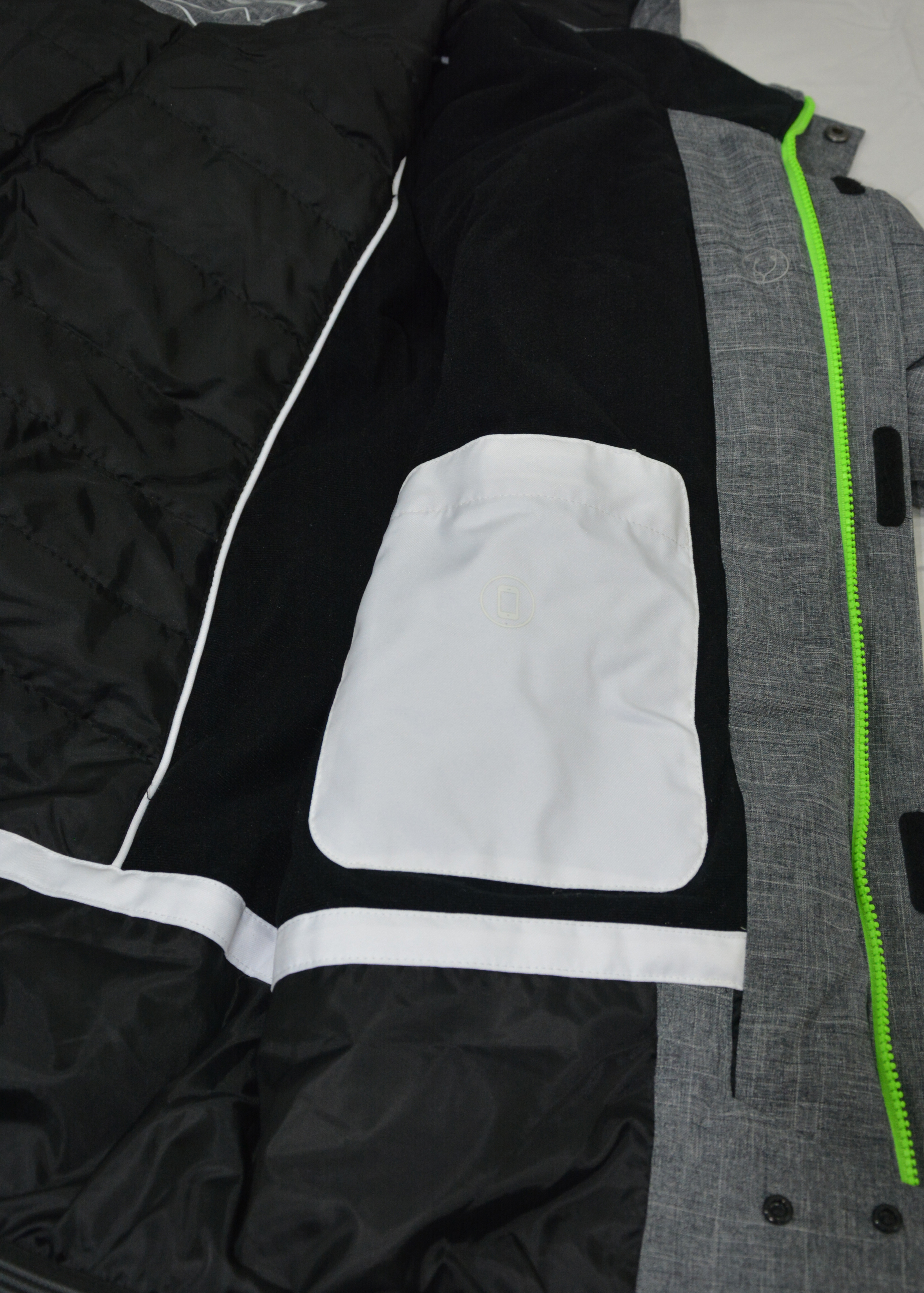 Colorful Mens Quilted Ski Jacket , Waterproof Mens Grey Ski Jacket