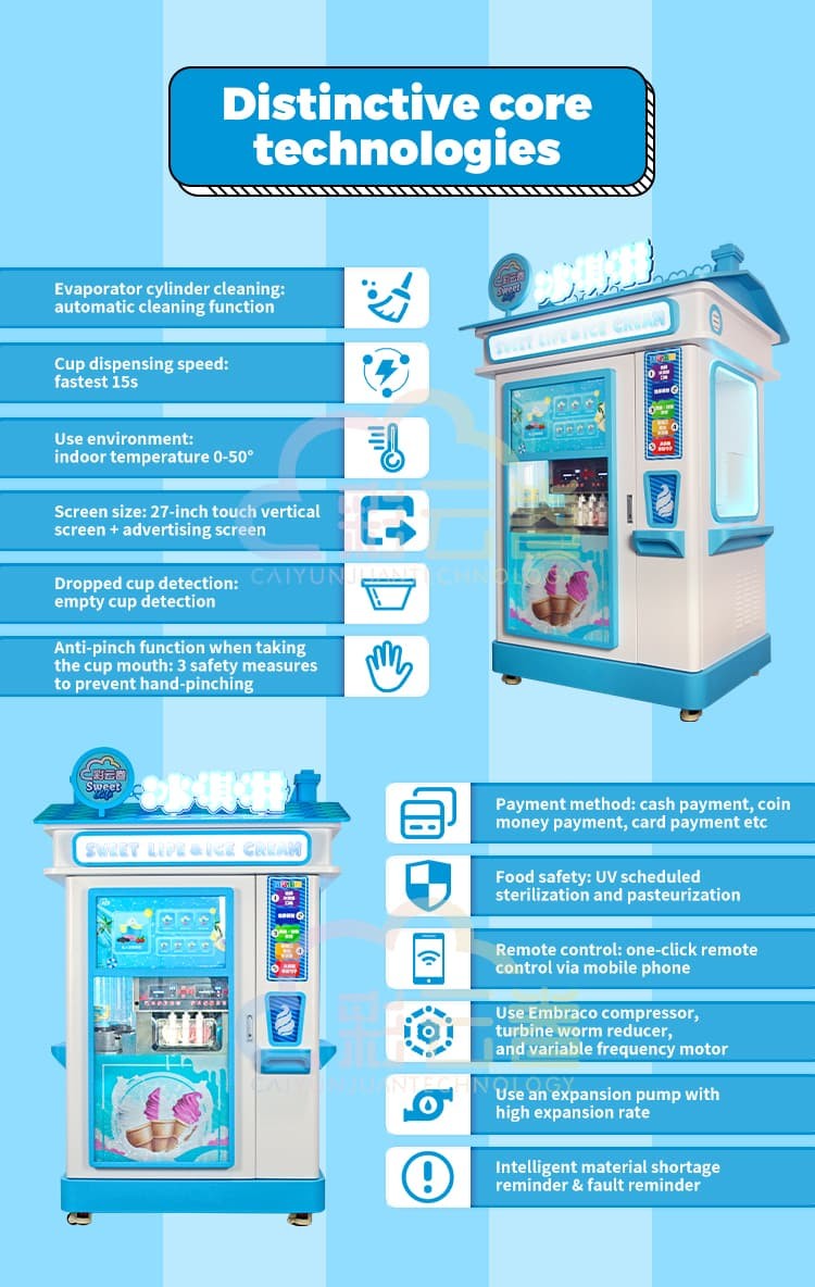 Soft Ice Cream Vending Machine Automatic Customized Logo Accept