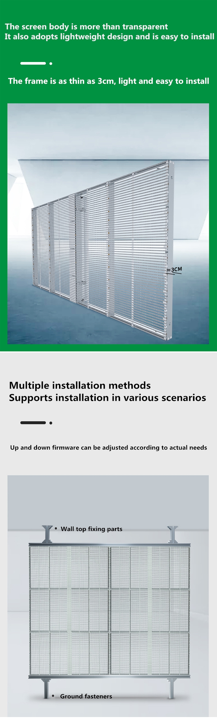 Outdoor Transparent Led Display Screen For Shopping Mall Storefront Curtain