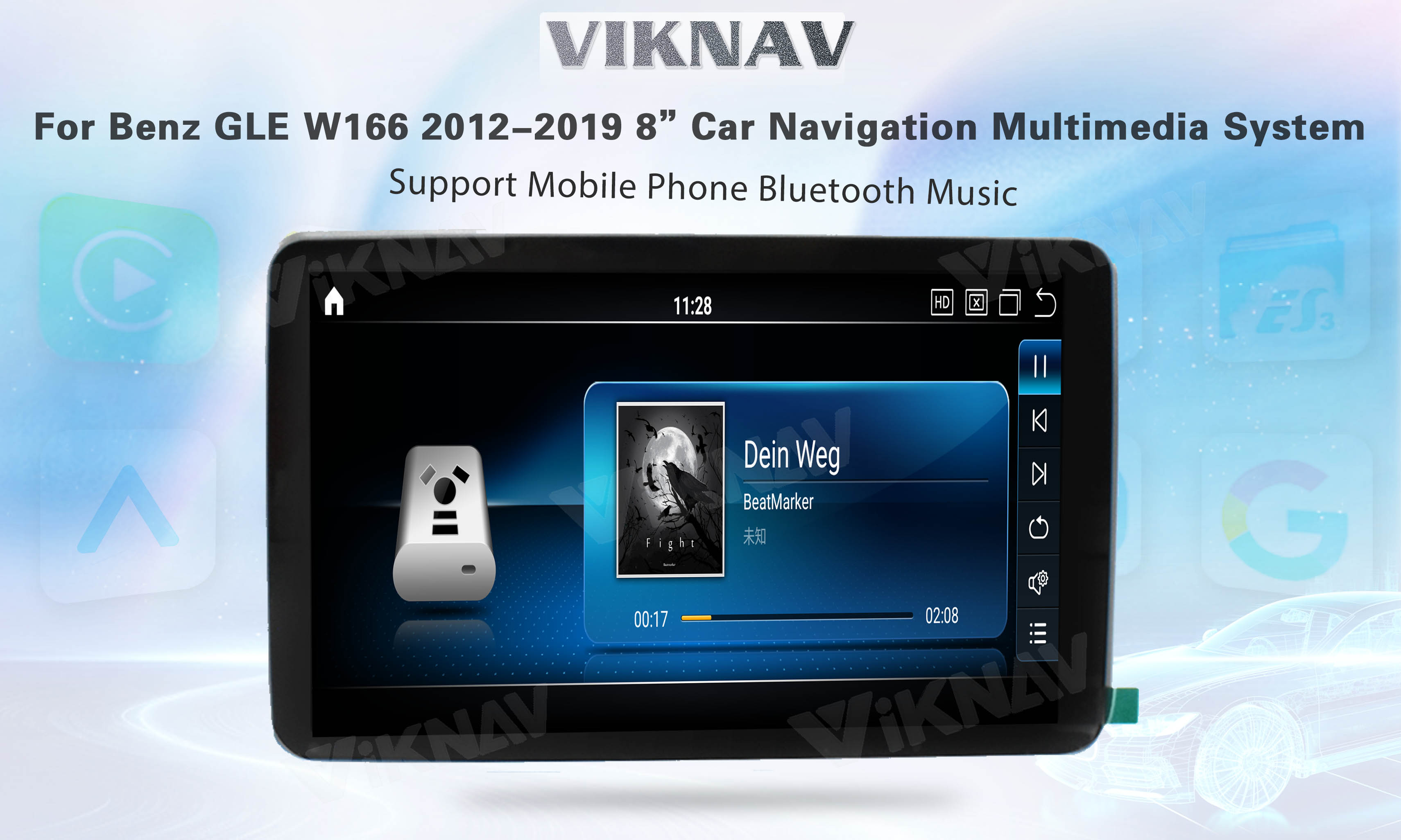 Viknav Car Radio For Mercedes Benz GLE GLS GL ML W166 X166 2012-2019 Vertical Screen HD LCD Touch Screen (NTG 4.5)