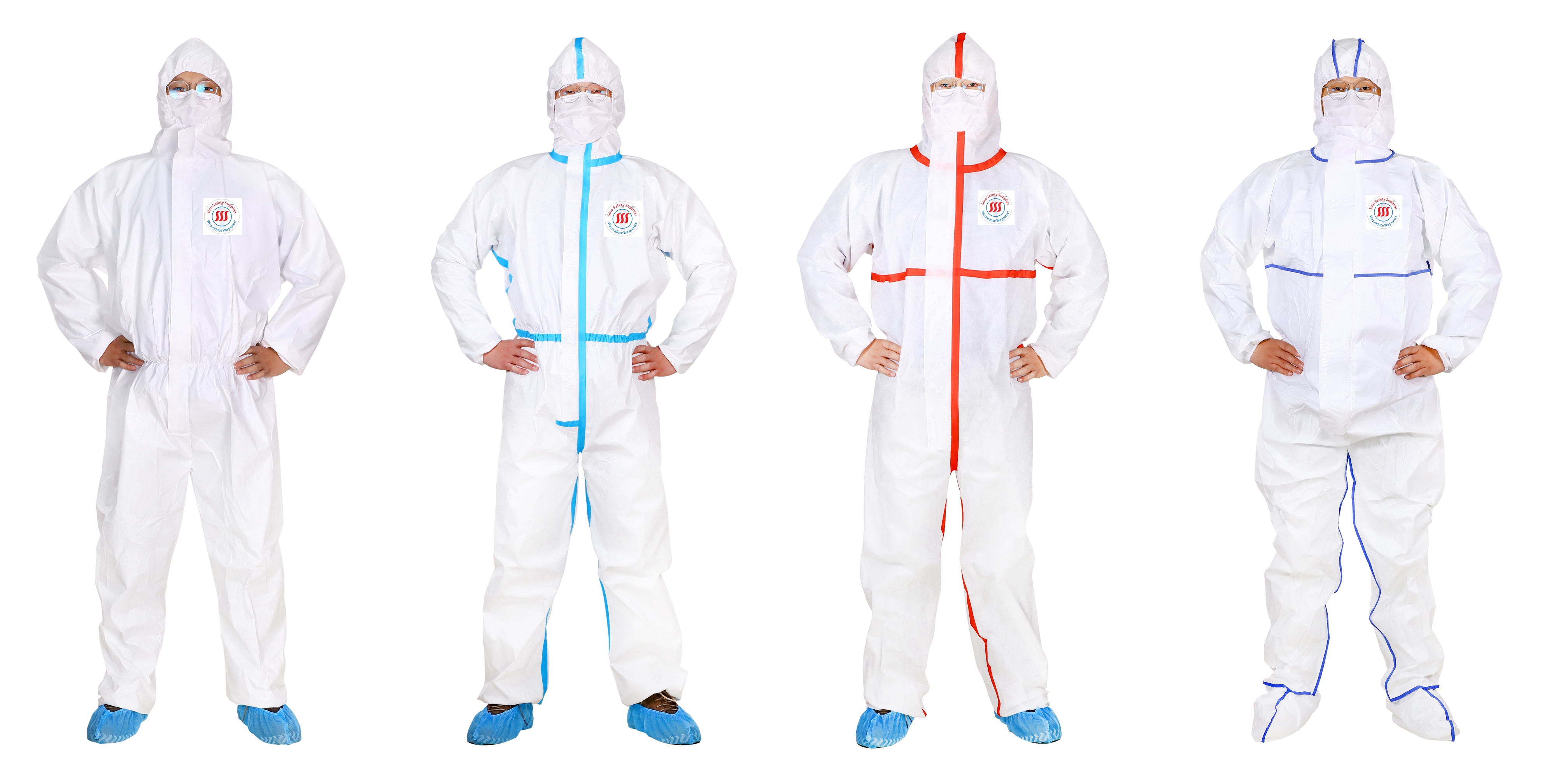 PPE Non Woven Hazmat Suit White Chemical Uniform Disposable Jumpsuit Medical