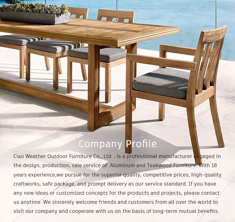 Dining Table and Chair Set for Hotel Restaurant Banquet Home Coffee Luxury Modern Teak Outdoor Furniture