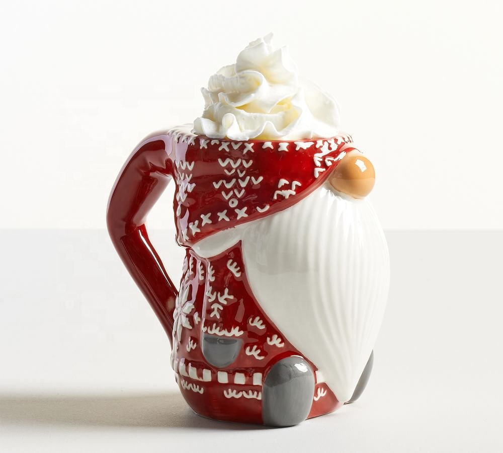 12oz 350ml Ceramic Milk Mugs Hand Painting 3D Relief For Christmas Festive