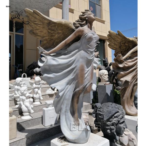 BLVE Bronze Beautiful Angel Statue Life Size Winged Woman Fairy Brass Sculpture