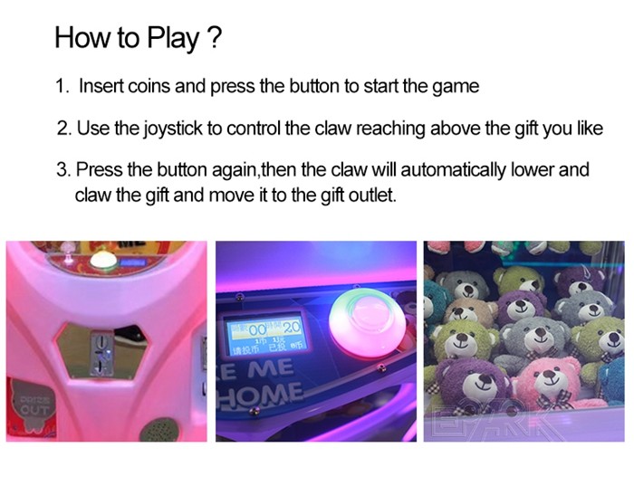 Amusement Park Coin Operated Crazy Toy 2 Doll Claw Machine Crane Machine