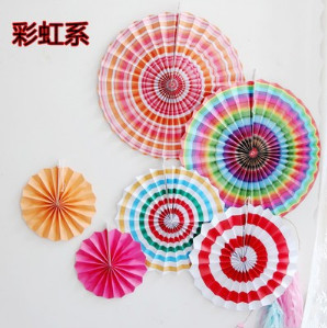 Festive festive supplies paper fan flower set home party wedding decoration decoration 6 sets of paper fan flowers.