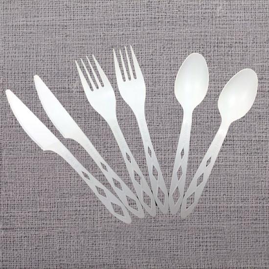Biodegradable Compostable CPLA 6.5" Large Heavyweight Cutlery Set Astm d6400