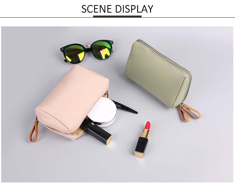 Wholesale Custom Pure Color Blank Polyester Pink Cosmetic Bag