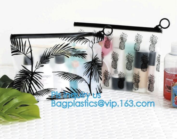 slider LDPE A5 plastic document bag, Zipper slider clear custom undergarment packaging bag, Frosted PVC Swimwear Packing