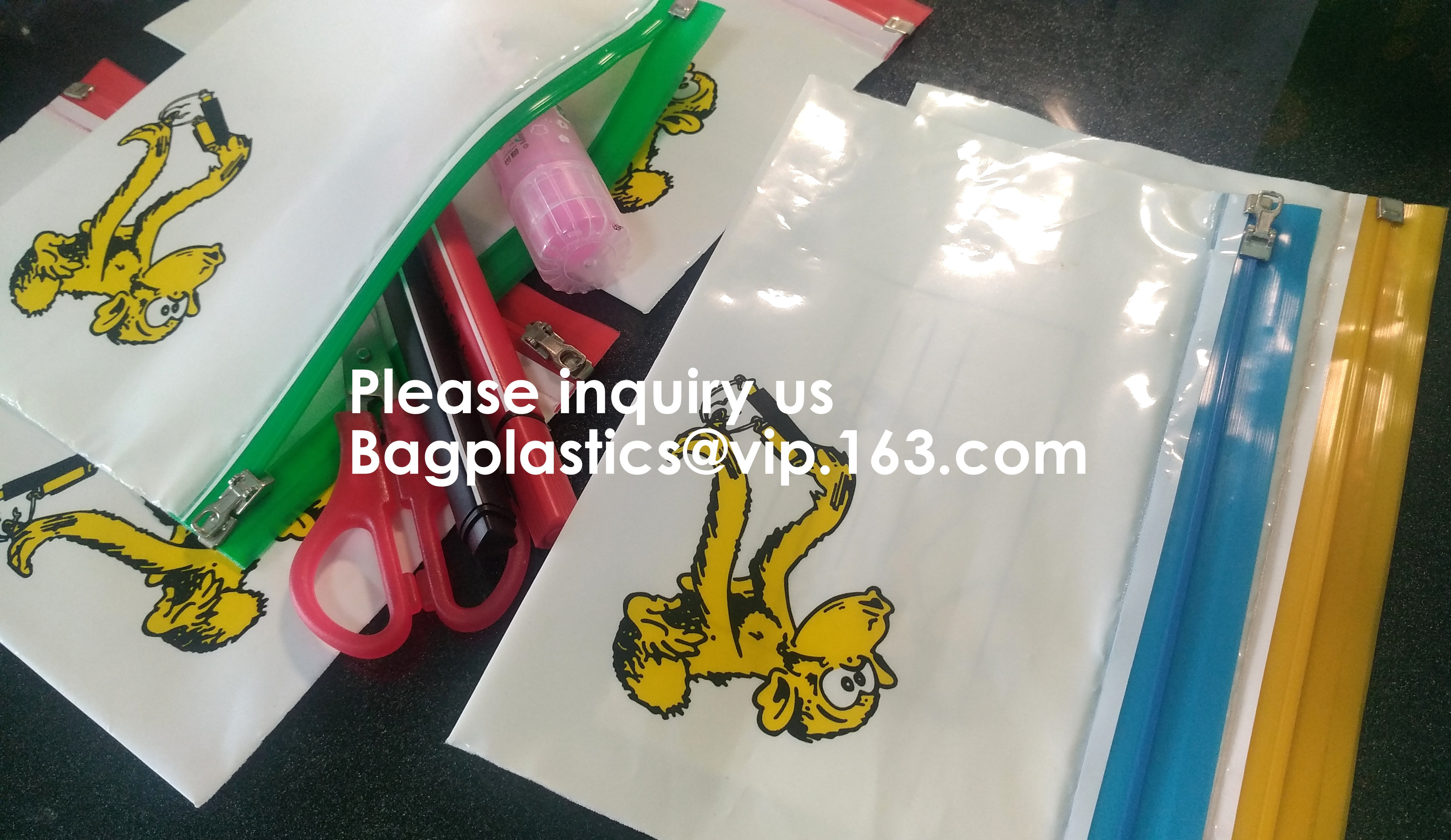 Metal Slider Office File Folder Mesh Clear PVC Zip Lock Document Bag,Folder File Wallet Zipped Lock Document Bag pack