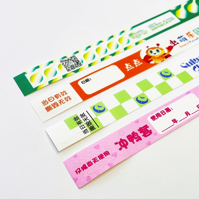 Full Color Snap Closure tyvek wristbands paper Waterproof Sequential Numbering Barcoding