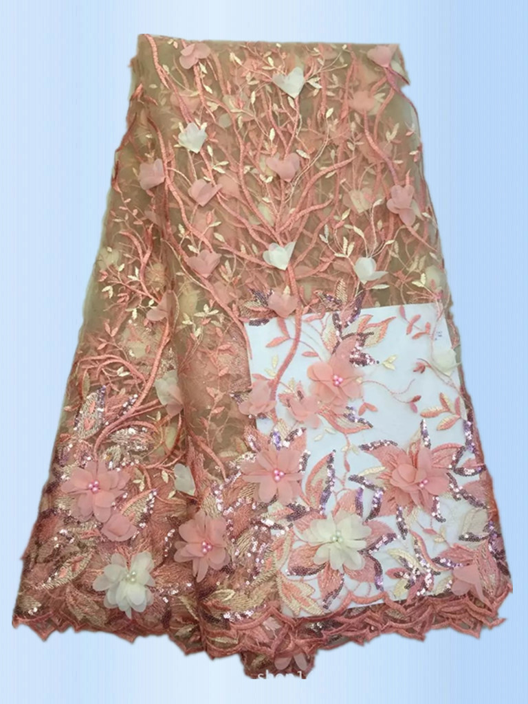 2017 High Quality Lace Tulle Styles 3D Embroidery Laces Fabric With Applique with Different Color