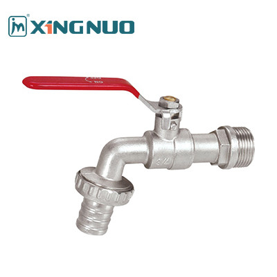 male threaded nickel plating long handle red handle Modern Simplicity Style Nickel Drawing Finish Brass Bibcock