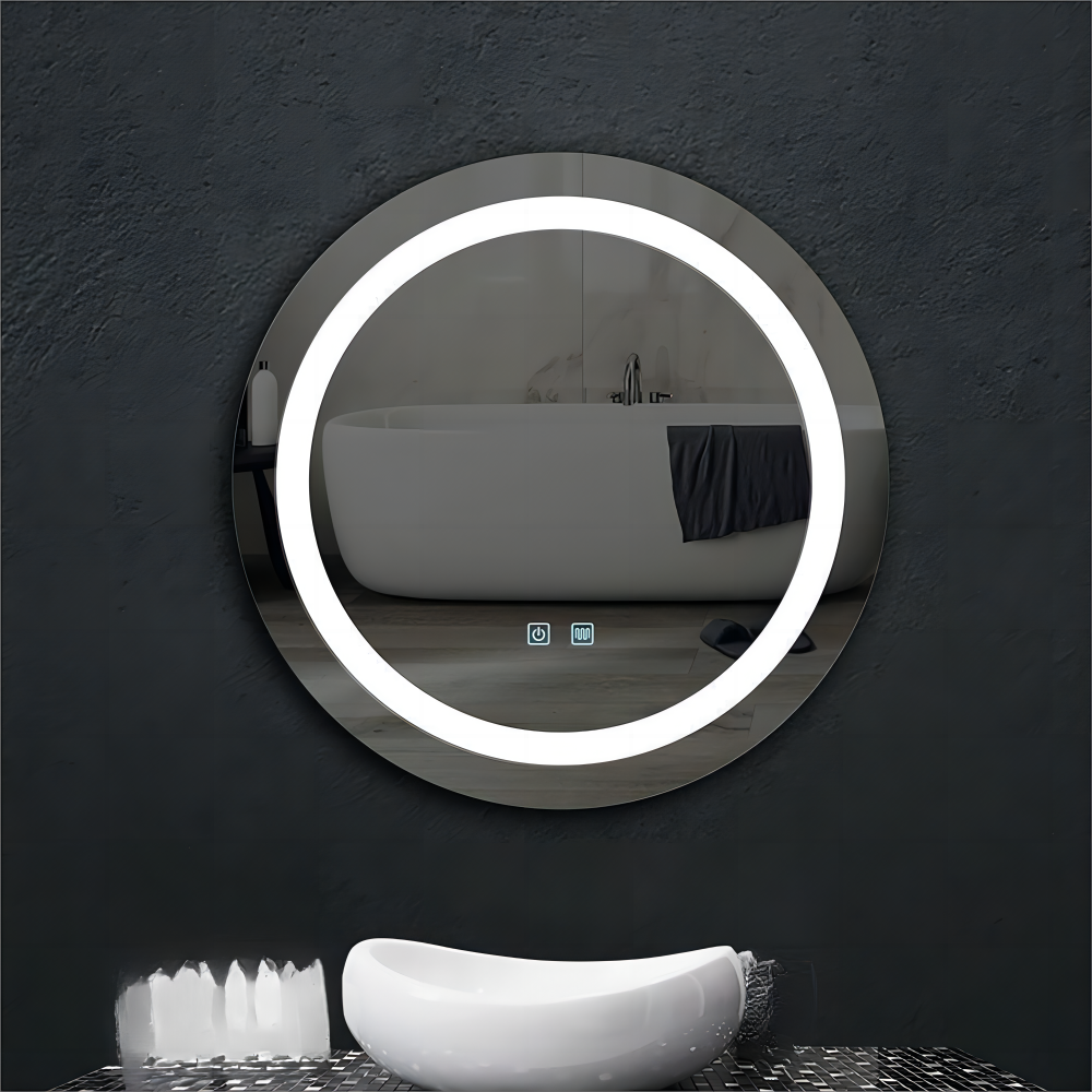 Touch Switch Fashion Round Led Light Wall Full Length Shower Fogless Bedroom Decoration Smart For Bathroom Mirror