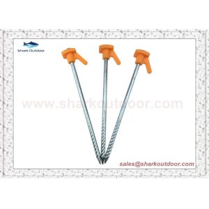 Screw Threaded  Galvanized Steel Peg with Plastic Head 8 inches