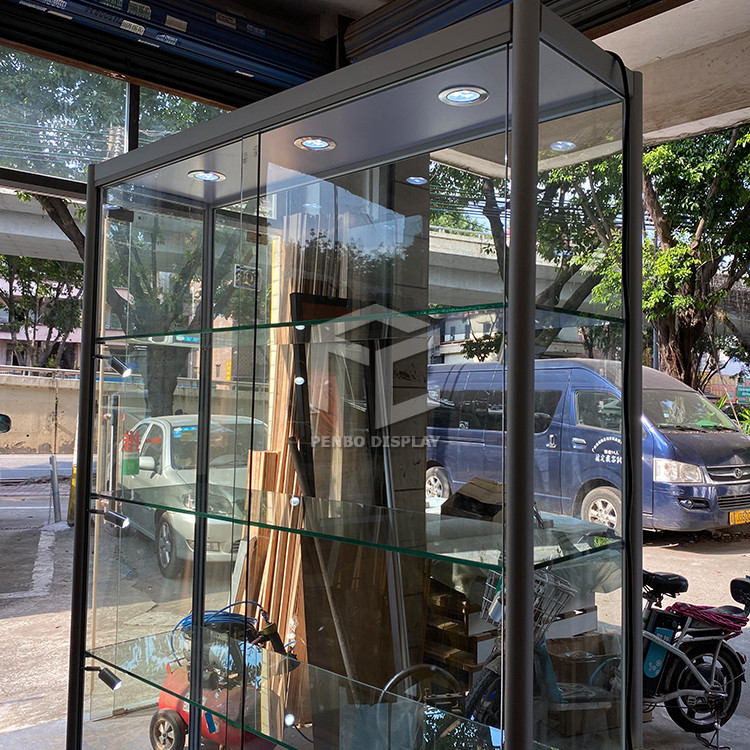 200cm High Lockable Glass Showcase Display Cabinet ODM Available