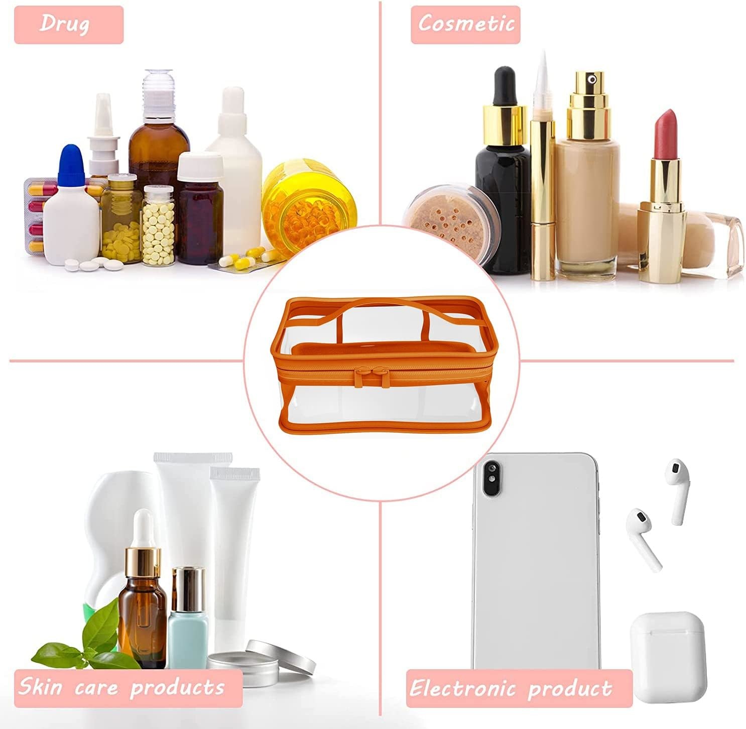 Lightweight Shockproof PVC Cosmetic Bag With Handle