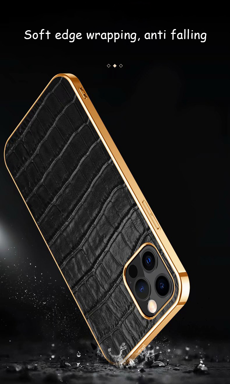 Shockproof Luxury Crocodile Skin Pattern Leather Phone Case for iPhone 12 13 14 Pro Max