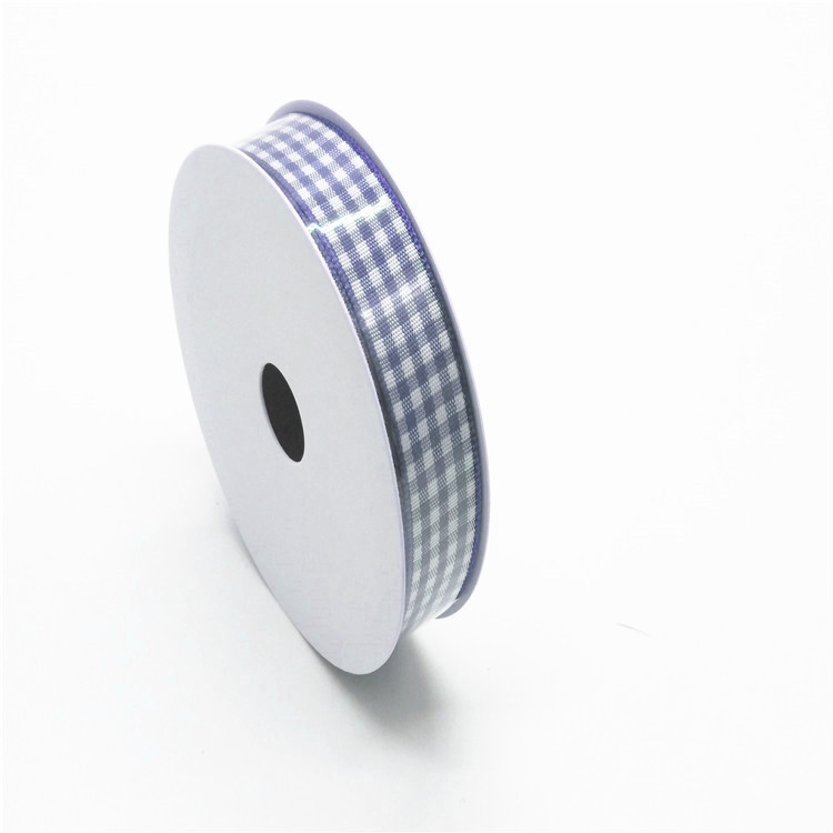 Custom Width Gingham Wired Ribbon Grade 4 Color Fastness For Party Decoration