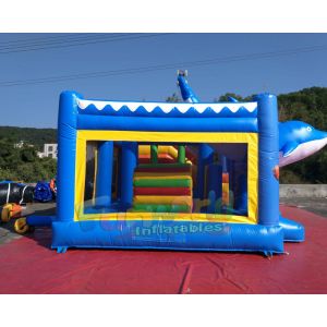 EN14960 Inflatable Bouncer Slide Combo With Hand Pringting Customized Size