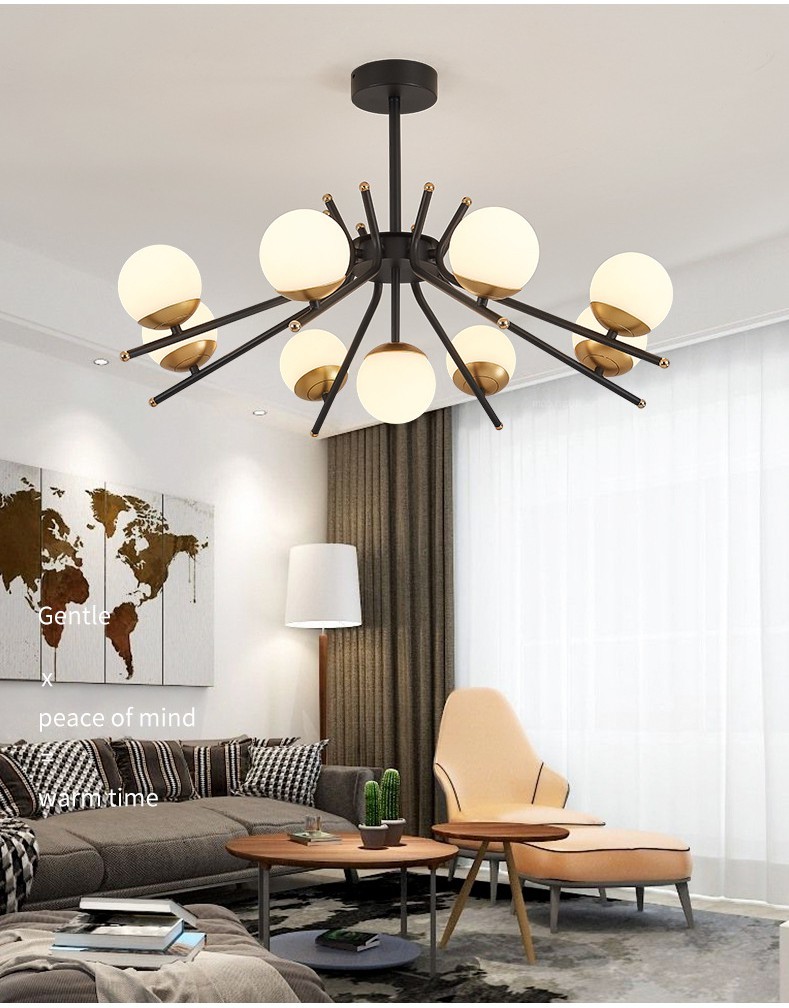 6heads Acrylic Iron Modern Pendant Light Indoor Decoration